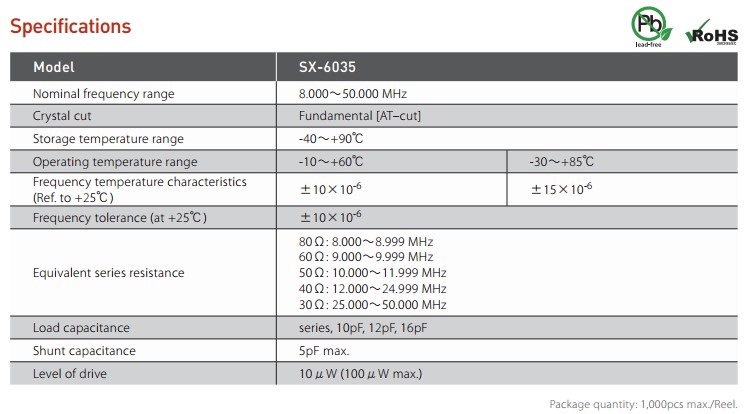 SX-6035晶振規(guī)格書
