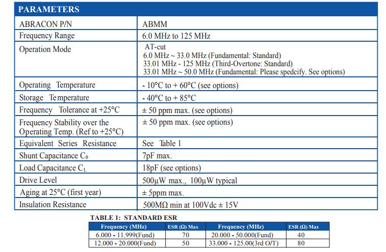 ABMM晶振規(guī)格書